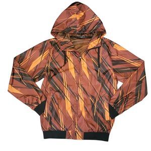 Fox Racing Windbreaker Jacket Mens M Orange All Over Print Motocross Y2K